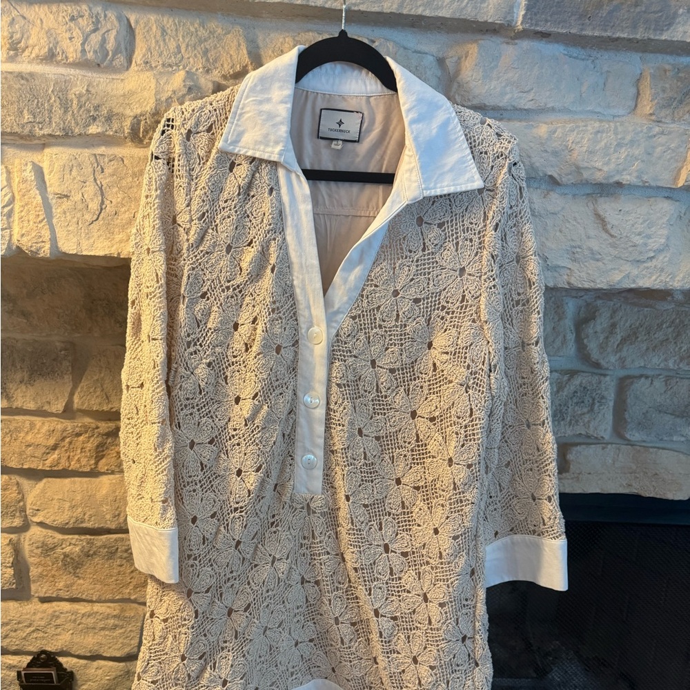 Tuckernuck Tan Crochet Collier dress